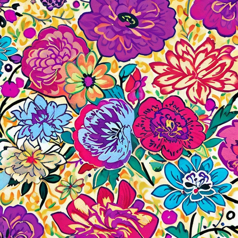 Vibrantly colored floral artwork