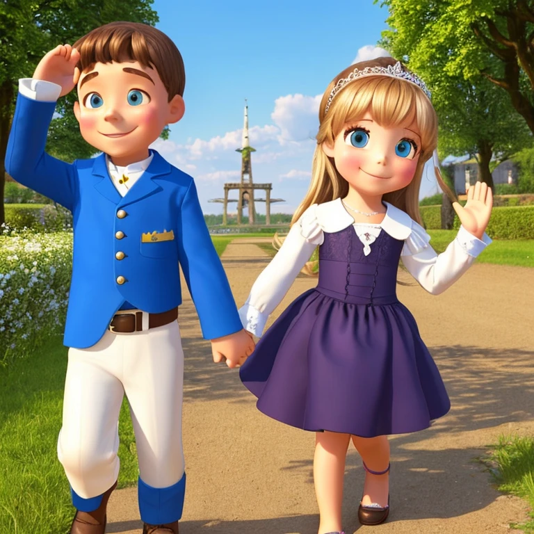 Prinz und Prinzessin von hinten hand in hand