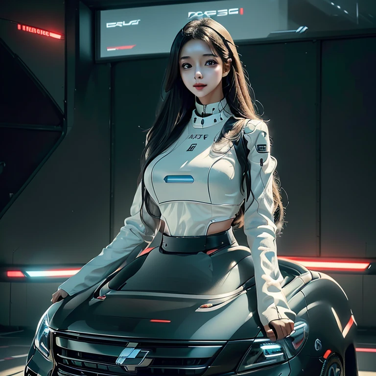 Artificial intelligence self-driving car driver robots,
All the robots are cute girls,
From top to bottom, everything is combined with colorful cars..,
All robots are drivers.,
Cars all come in different shapes and sizes.,
Realistic,
Octane Rendering,
Unreal Engine,
Ultra-realistic,
masterpiece,
full body shot