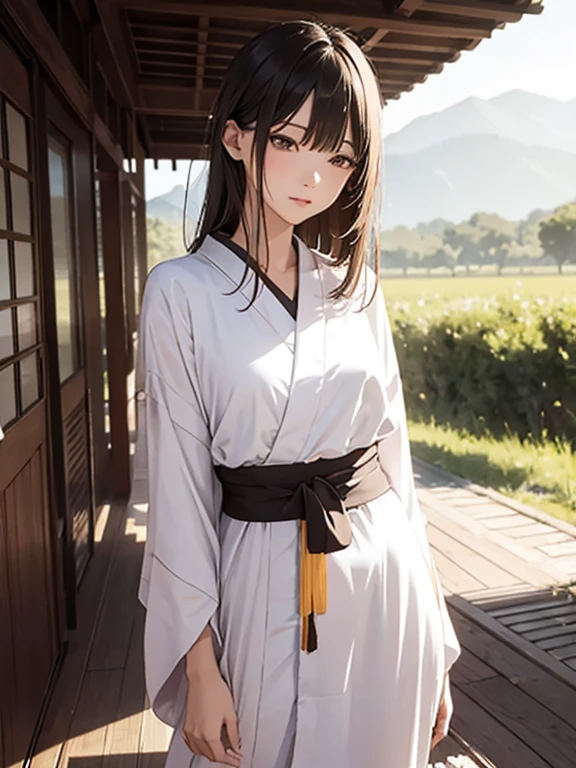 woman　slender　Slender　Small waist　Medium chest　Completely naked　Half naked　Light clothing　Giant Vibe　Giant　kimono　kimono　Backwards　Landscape　Prone　