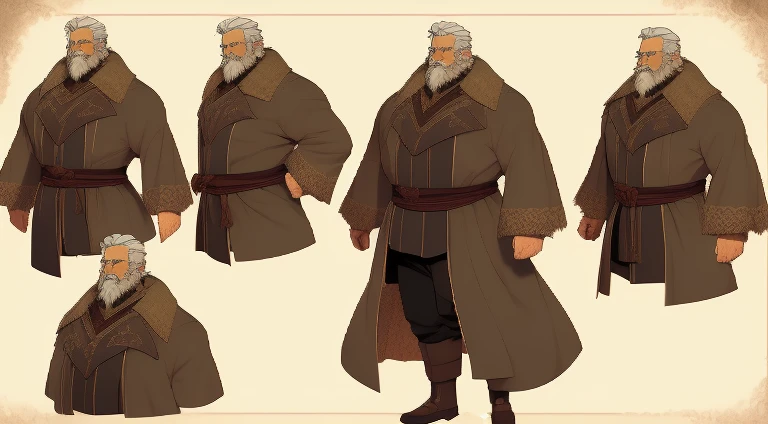 Cheat sheet of an old cute fat senior citizen, cabelo branco curto e olhos azuis, sorridente, ((obra de arte)),(((melhor qualidade))),(ficha de design de personagem,mesmo personagem,frente,lado,voltar) despido de  roupas e Cueca box, rosto detalhado, Cabelo detalhado, arte conceitual, character arte conceitual, Character Outline, reference sheet, ficha de personagem