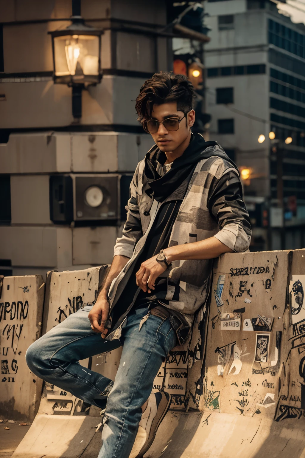 Change background cyberpunk handsome boy, realistic, face, 8k, ultra realistic,