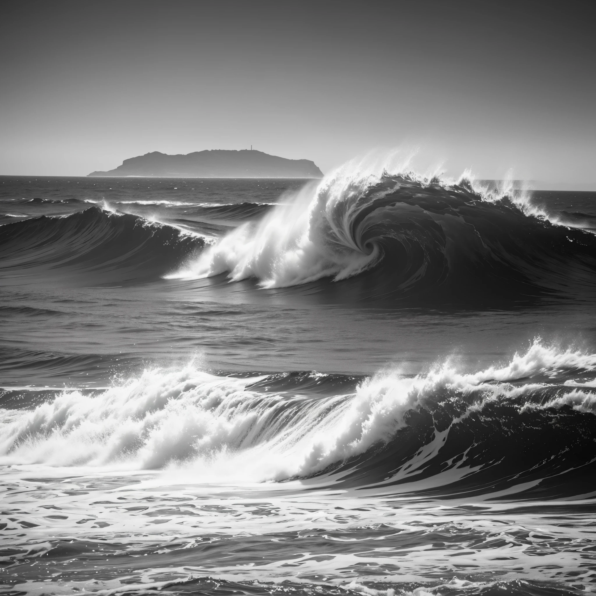 Black and White Photography、High Contrast、The Sea of Terror、Summer sea、Rough seas、Waves crashing on rocks、