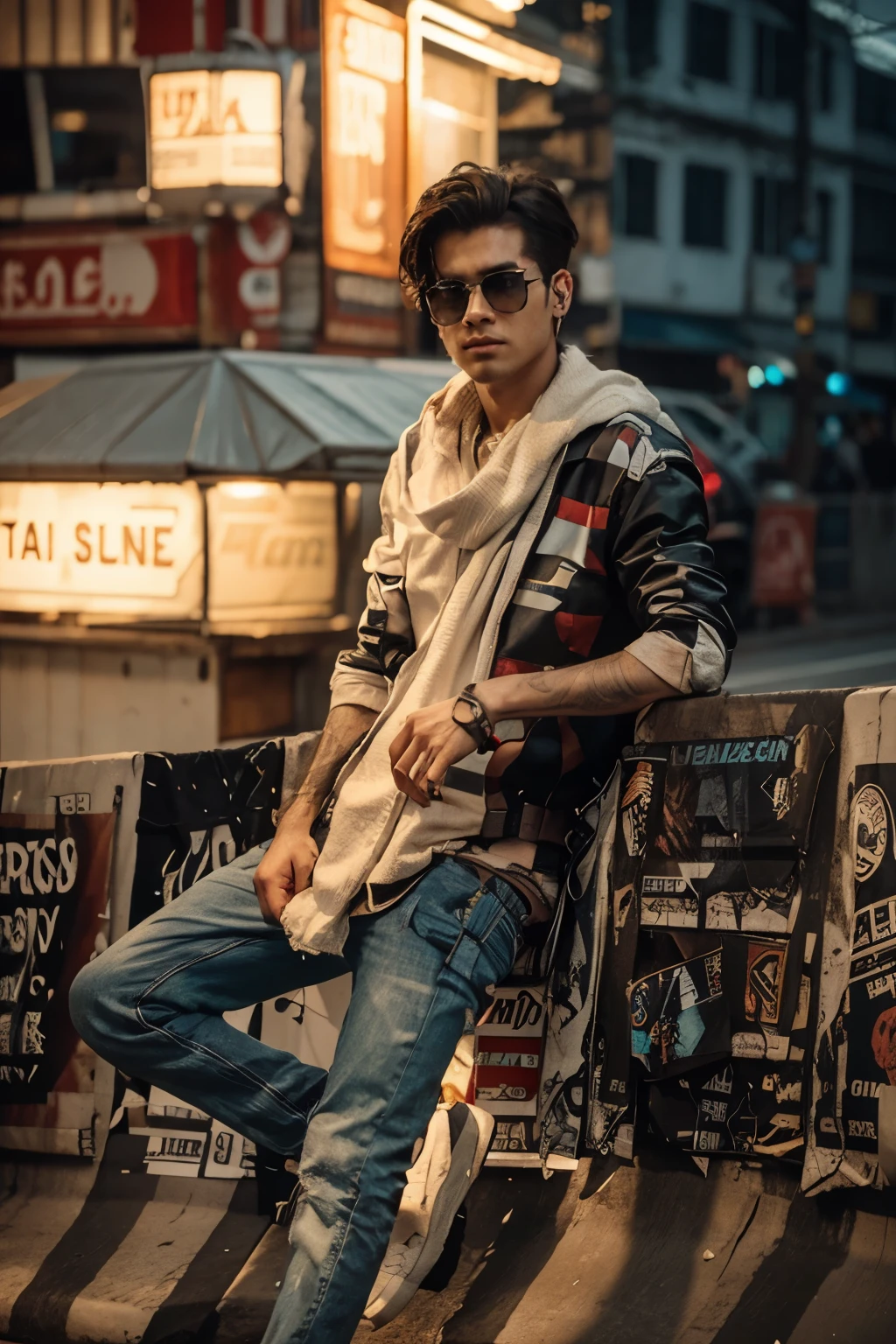 Change background cyberpunk handsome boy, realistic, face, 8k, ultra realistic,
