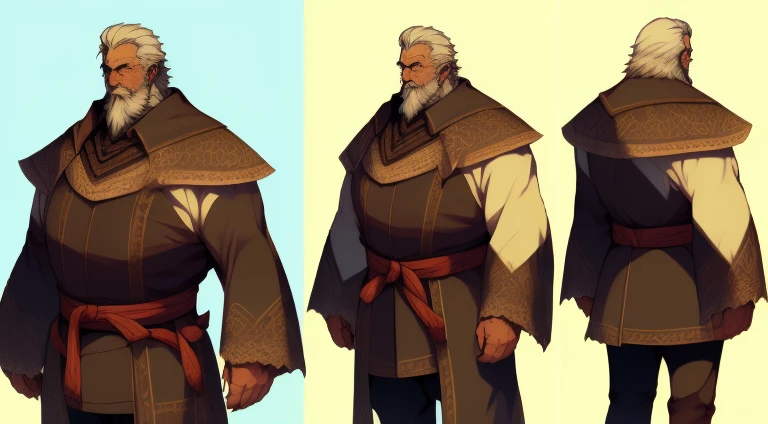 Cheat sheet of an old cute fat senior citizen, cabelo branco curto e olhos azuis, sorridente, ((obra de arte)),(((melhor qualidade))),(ficha de design de personagem,mesmo personagem,frente,lado,voltar) despido de roupas e Cueca box, rosto detalhado, Cabelo detalhado, arte conceitual, character arte conceitual, Character Outline, reference sheet, ficha de personagem