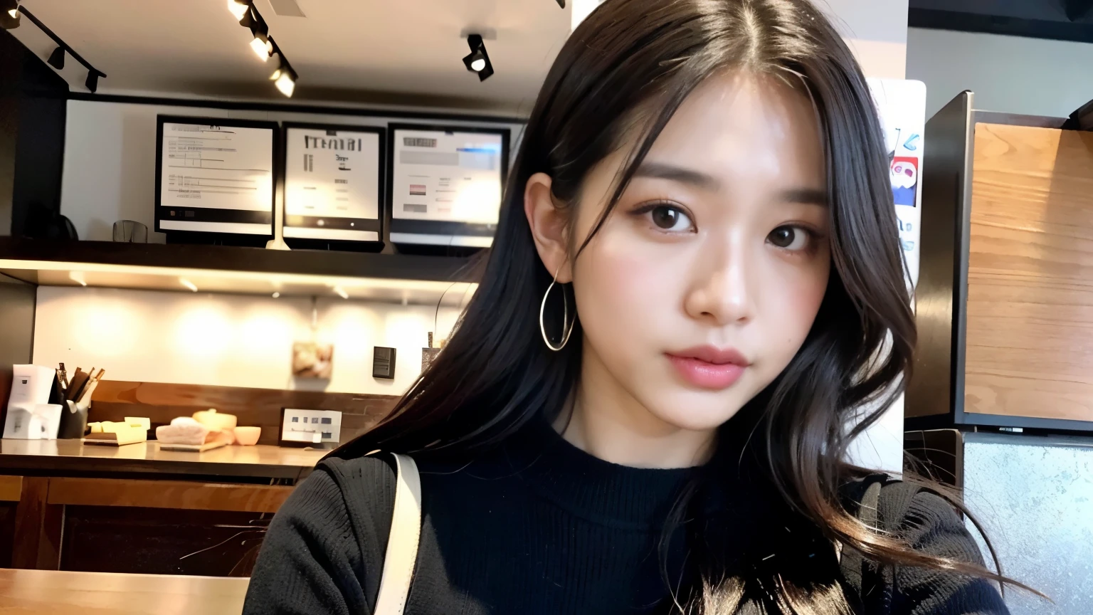 (最high quality、8k、32k、masterpiece:1.2)、、Looking at the audience、background a trendy coffee shop with a unique aesthetic and atmosphere. Incorporate elements like modern furniture, Artistic decoration, and ambient lighting to enhance the ambiance,The staff are busy working at the counter.、Feel the vibrancy and warmth of an urban café., Sharp focus,Very detailed, high quality, A refreshing, handsome man in his 30s、Japanese male, 30 years old、(Super cool S-class boys)、a handsome guy、(Very detailedSクラスのa handsome guy性)、kind person、Very beautiful hair Perm Hair、Handsome like a model、Handsome like an idol、Blur the background、Portrait Photography
