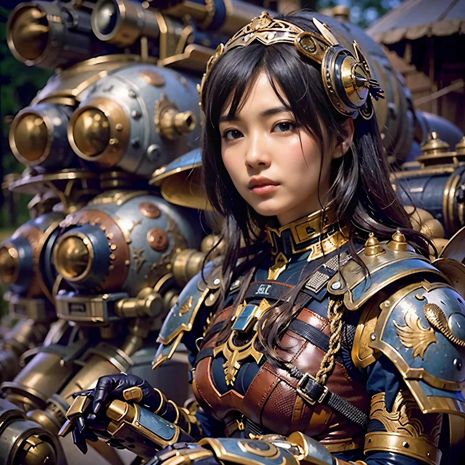 Mechanical armor, power pipes, hydraulic cylinders, ultimately intricate details, Japanese women, soldiers, very beautiful faces, realistic, with reference to a dung beetle,