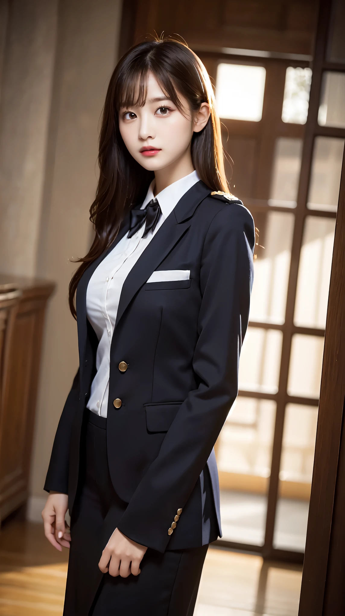 Attractive young girl, , Magician Woman,(Lucifer's Uniform),Cute face,(Sexy appearance), Big Breasts, valley, Official Art,Highly detailed CG Unity 8k wallpaper, (masterpiece:1.0),(highest quality:1.0), photo shoot, 8k, Browsing Caution, High resolution, Kodak Portrait 400, Film Grain, Lens flare brilliance,Show Viewer