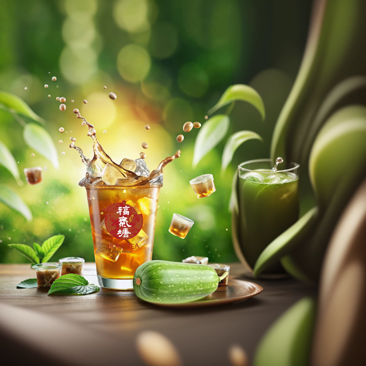 Have a cup of tea with ice cubes and cucumber, hd food photography, photography, high detail photography, Artistic Rendering, food photography, Refreshing, Portrait shoot, 3D realistic rendering, photo, Product photography, high quality food photography, [ Realistic Photography ], juice, green tea, Realistic illustrations, Photographic Rendering, Highly detailed composition, Iced tea glass