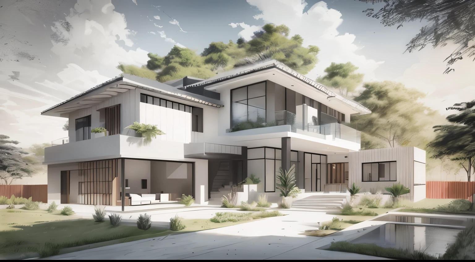 desenho de uma casa com muitas janelas e muitas janelas, architectural sketch, high quality sketch, precise architectural rendering, sketch style, high draft quality, sketch illustration, high quality sketch art, high quality architectural art, architectural rendering, architectural concepts, professional sketch, projeto de arquitetura, architectural project, conceito de arquitetura, designer pencil drawing, architectural illustration