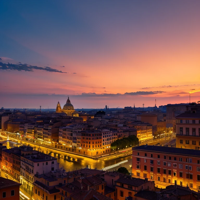 “Roman Twilight” Prompt: &quot;The Rome skyline at sunset&quot;