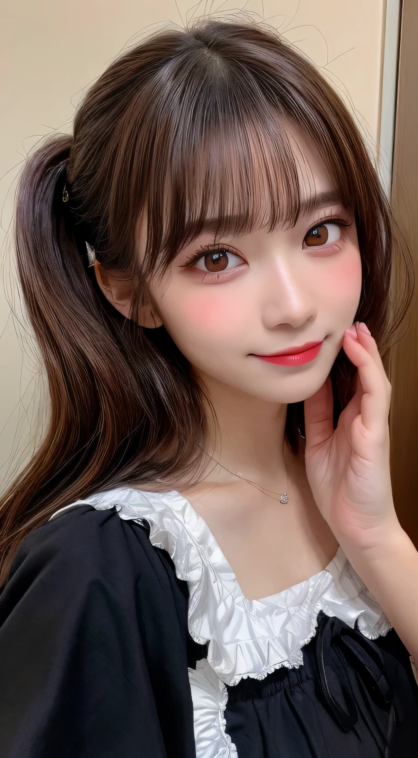 Halloween、Halloween Costumes、ta、((Highest quality、8k、Masterpiece:1.3))、Sharp focus:1.2、Image quality、Japanese woman、single、Realistic-looking skin、life-like face、brown hair、camera、Whole Esbian、eyelash、tear sac、smile、Sixteen years old