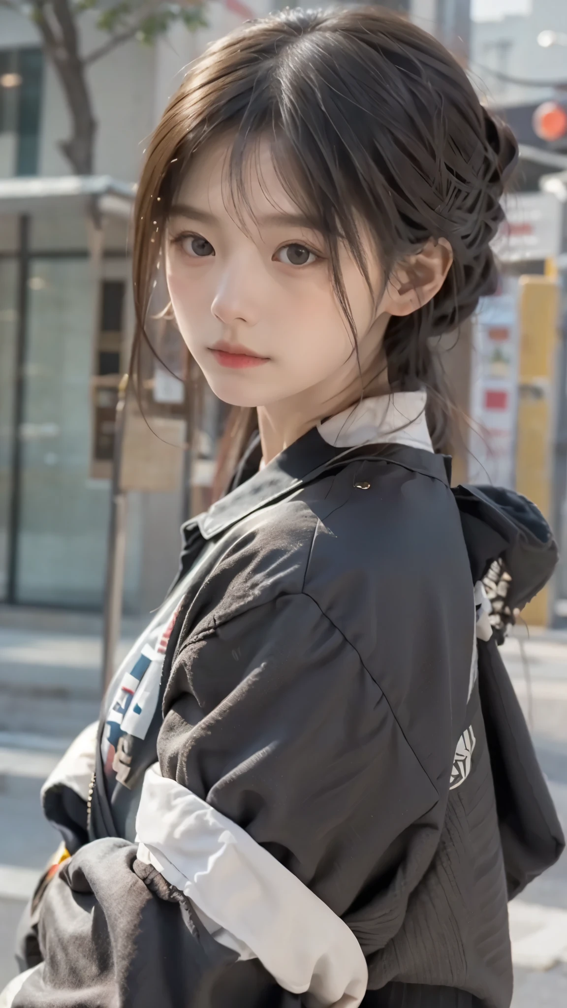 ⦅camouflage uniform⦆、Female member of the Self-Defense Forces with a gun、(masterpiece、top-quality) 、Braids、absolutely outstanding image, very extremely beautiful、masterpiece, top-quality,a picture, kawaii、(Colossal tits:1.2)、((20 year old woman:1.2))、Young adorable Japan face,8K,japanaese girl、realisitic