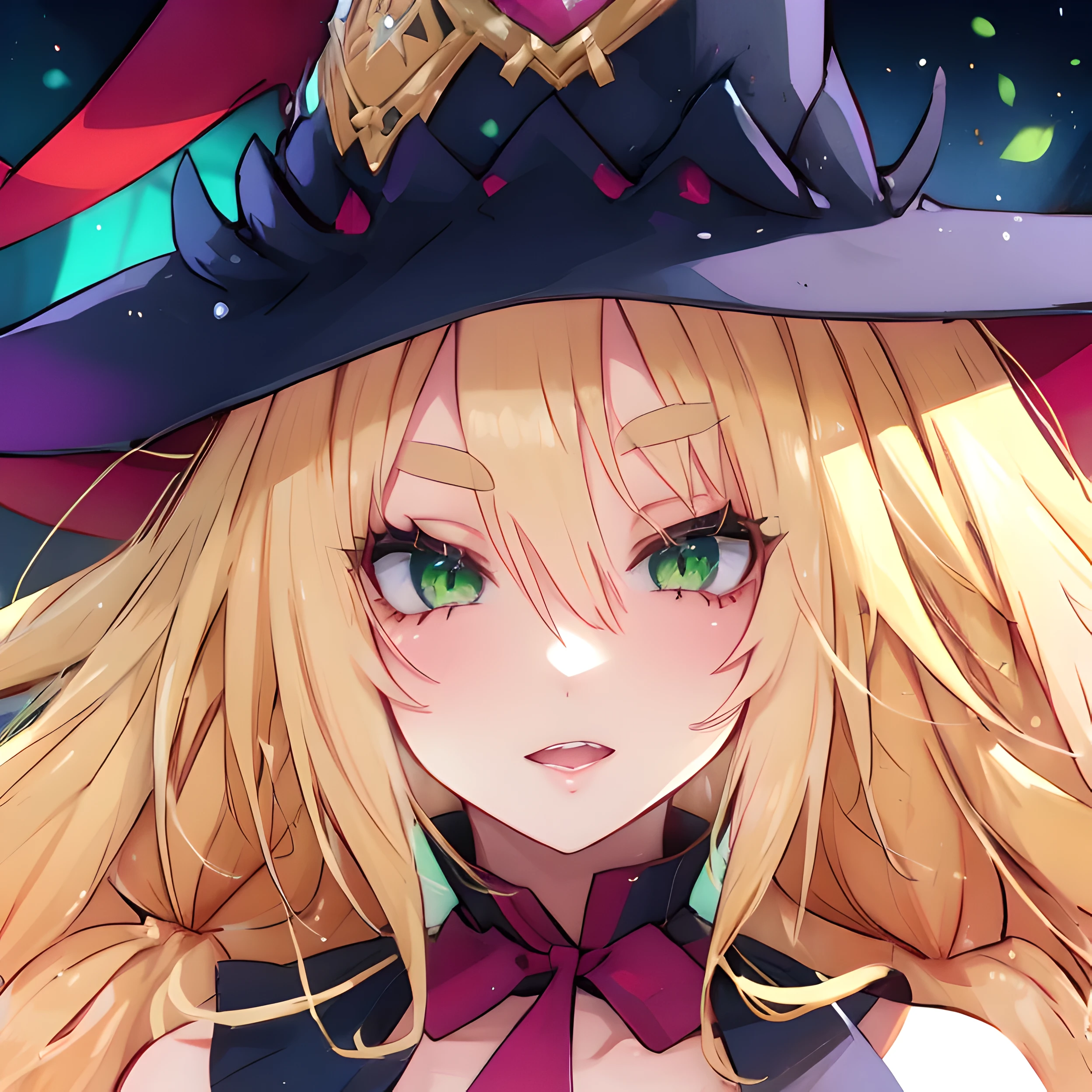 (((Masterpiece))), (((Best Quality: 1.4))), ((Super Detail: 1.4)) , hyper detailed painting of a female Metallia, one girl, hyper detailed face features, expressive face, detailed textures, natural skin shader, volumetrics, warm undertones under her skin, ultra High resolution. long blond hair ,witch hat with an purple eye, twin braids, slim sexy body, green eyes, naked, vaginal or anal sex , cum inflation.