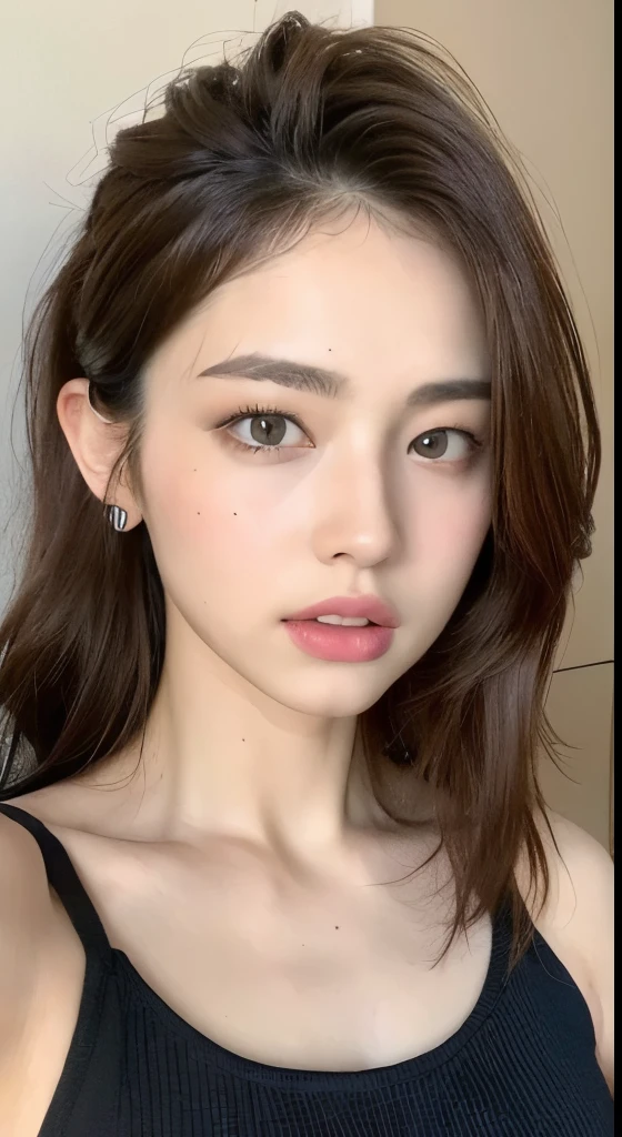 ((highest quality, 8k, masterpiece :1.3)), Three Girls, Beautiful woman with slim abdominal muscles :1.3, (Random Hairstyles :1.2), Oversized tank top :1.2, Highly detailed face, Fine grain, double eyelid, Underarm