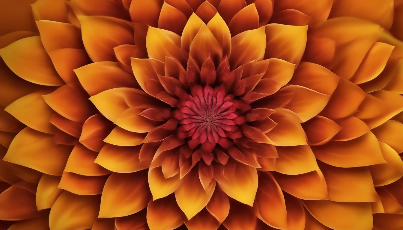 Arte do papel de parede, Papel de parede UHD yellow nuances uma deusa vista de penumbra representando o chakra sacral wallpaper na cor laranja representado por um hibisco laranja