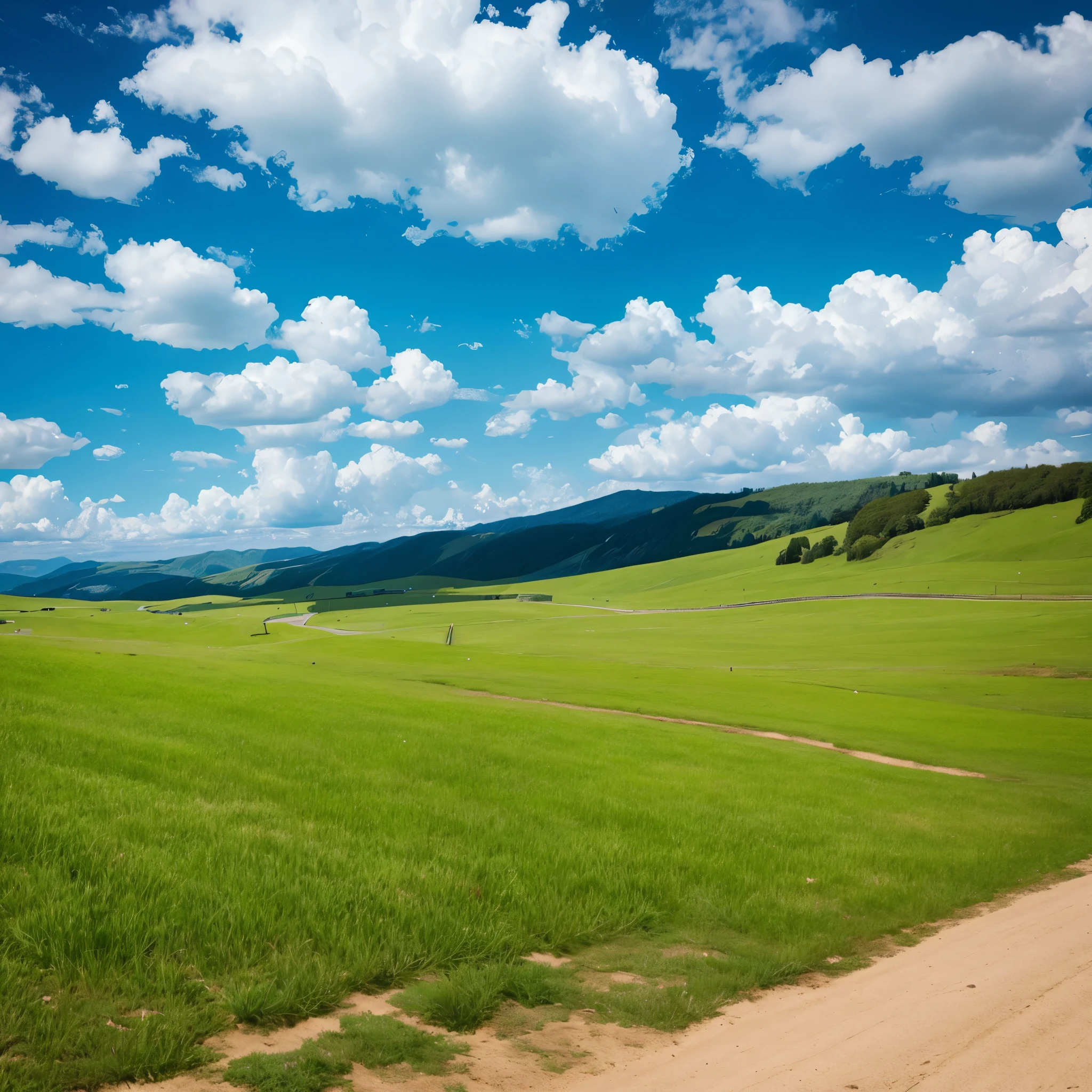 Green field and blue sky