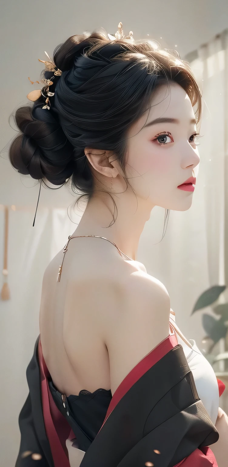 masterpiece, 1 beautiful girl, Delicate eyes, Swollen eyes, top quality, Ultra high resolution, (Reality: 1.4), original photo, 1 Girl, Movie Lighting, Japanese, Asian Beauty, Korean, very beautiful, beautiful skin, slim, Body facing forward, (Surreal), (high resolution), (Eight thousand), (Very detailed), (Best Illustration), (Delicate eyes), (Ultra Detailed), Delicate face, Looking at the audience, Face straight ahead, Neat clothes, sleeveless, short hair, Black Hair, 46 points side bangs, White background, tidy room,