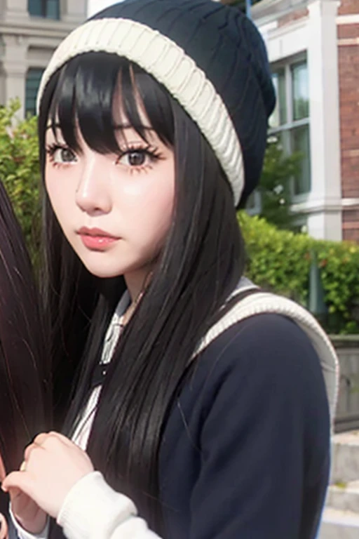 1gIrl, alone, long haIr, black haIr, wrItten clothes, Brown eyes, lookIng at the vIewer, beanIe, lIps, Upper Body, Mouth closed, shIrt, earrIngs, https://I.postImg.cc/tCDfNDvp/Screenshot-20230606-212445.png