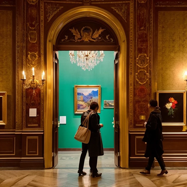 “Art Gallery of Rome” Prompt: “People who appreciate art々A Roman gallery with