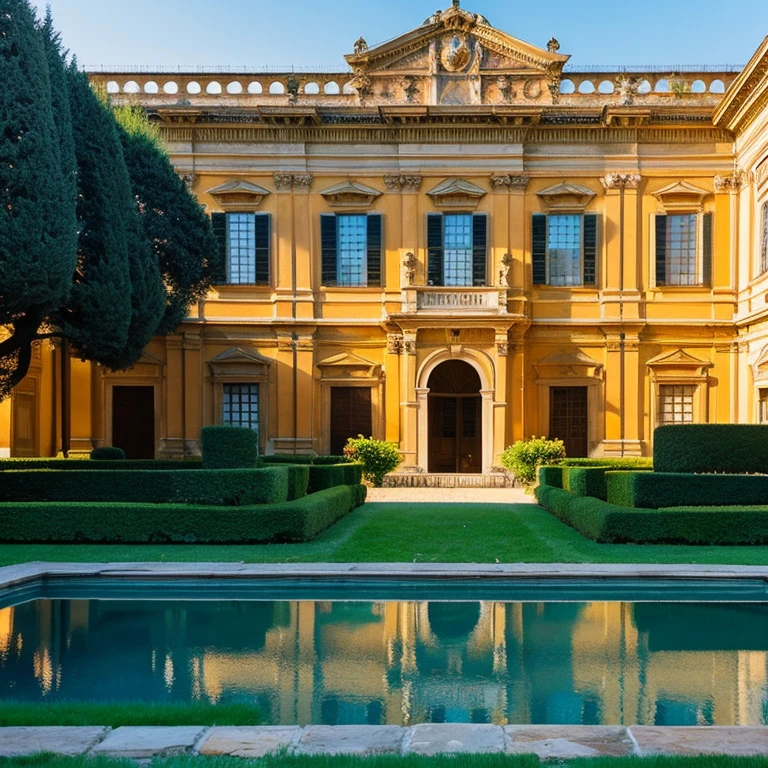 “Roman Villa Medici” Prompt: “Beautiful gardens and buildings of Villa Medici”