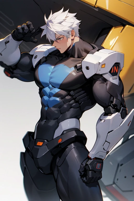 Robot hombre, muscular, sensual, color negro
