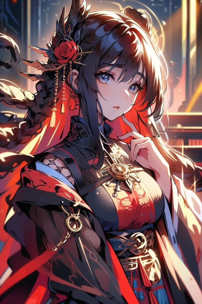 (detailed anime art, detailed digital anime art, very detailed art germ, anime style 4k, anime art wallpaper 4k, anime art wallpaper 8k, detailed anime art work, beautiful anime girl, beautiful captivating anime woman, enchanting anime girl, beautiful anime woman), detailed drawn beautiful redish blue eyes, large beautiful breast