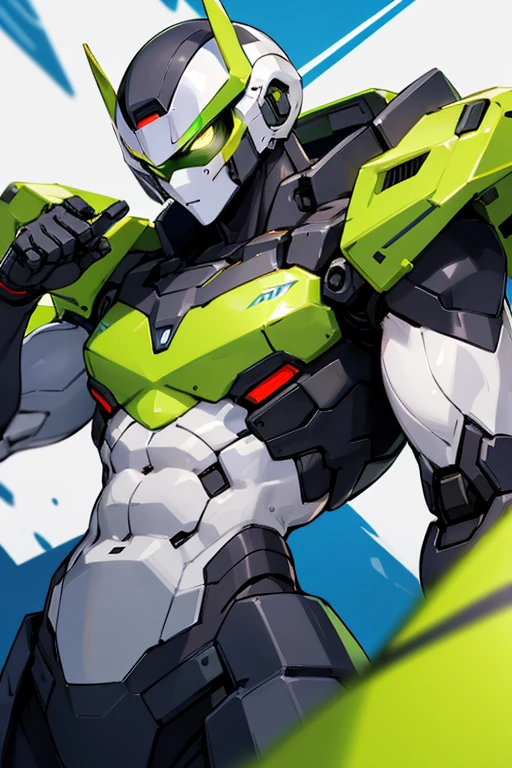 Robot, muscular, sensual, color verde 