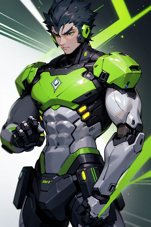 Robot tele , muscular, sensual, color verde