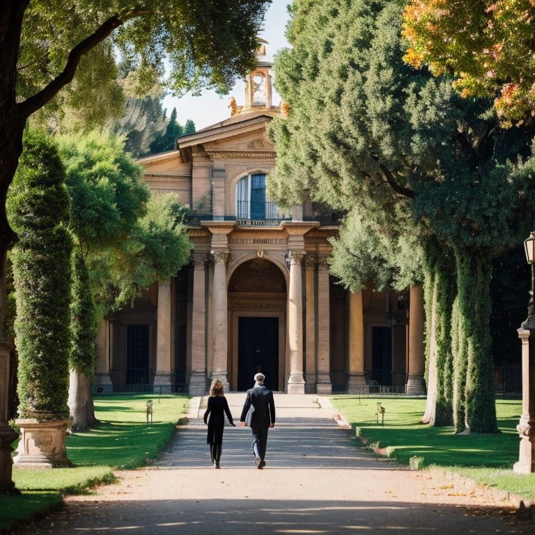 “Villa Borghese Gallery Park in Rome” Prompt: “People strolling in the Villa Borghese Gallery Park々”
