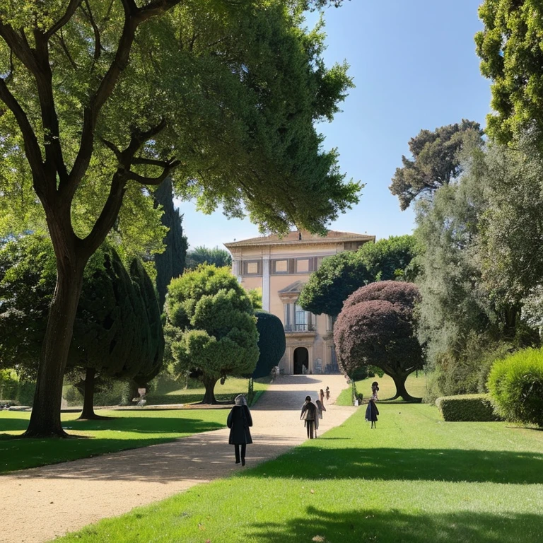 “Villa Doria Pamphili Museum Park in Rome” Prompt: “People strolling in the park at Villa Doria Pamphili Museum々”
