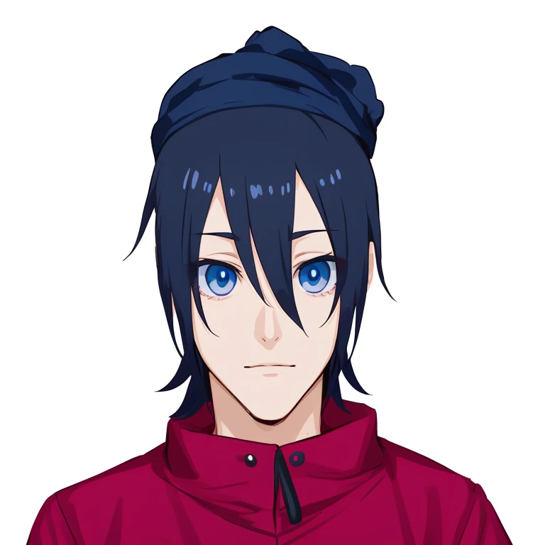 chico anime con ojos azules y una chaqueta roja, estilo anime 2d, okata kazuto, como personaje de anime, joven animado, anime sombreado, en un estilo anime, Itachi Uchiha, personaje de estilo anime, chico anime alto con ojos azules, Hiro, en estilo anime, estilo anime masculino, Sasuke Uchiha, sonrisa perfecta, ojos cerrados