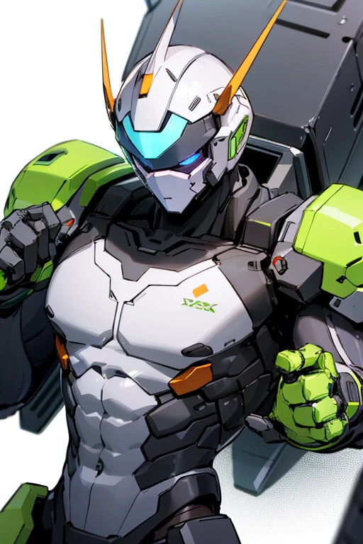 Robot, muscular, sensual, color verde