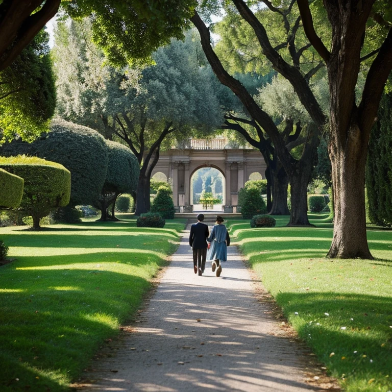 “Villa Albani Museum Park in Rome” Prompt: “People strolling in Villa Albani Museum Park々”
