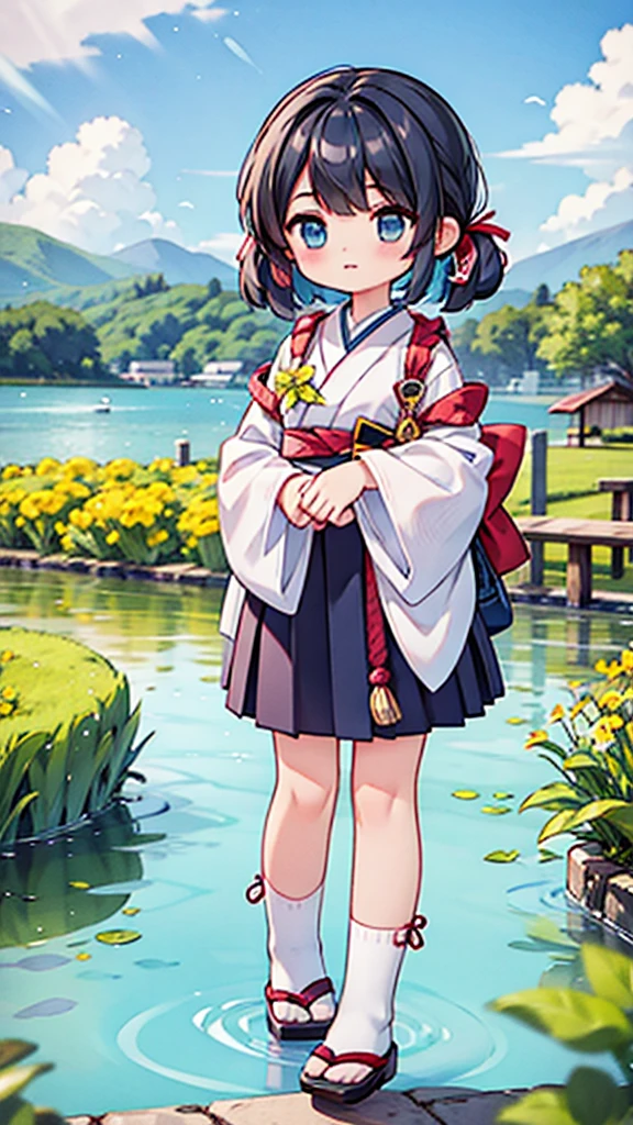 Japanese countryside、nostalgic、Peace of mind、coastal、Blue sky、There's a girl in the distance、