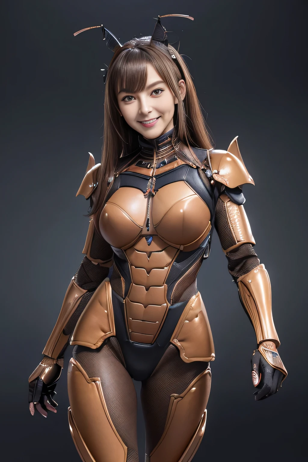 (high resolution,masterpiece,best quality,extremely detailed CG, anime, official art:1.4), realistic, photo, amazing fine details, all intricate, gloss and shiny,awesome many layers, 8k wall paper, 3d, sketch, kawaii, illustration,( solo:1.4), perfect female proportion,villainess, (fusion of dark brown cockroach and lady:1.4), (brown cockroach form lady:1.2), (brown cockroach lady:1.2), (fusion:1.2), (solo:1.4), (evil smile:1.2), muscular, abs, (cockroach brown exoskeleton bio insect suit:1.4), (cockroach brown exoskeleton bio insect armor:1.2), (brown transparency cockroach wing:1.4), (brown cockroach antennae:1.3),