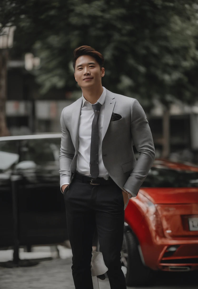 The 28-year-old refreshing and handsome employee has a smile on his face(real photos)(Natural light on face)、(Super handsome guy in S-class suit)、Japanese 28-year-old man、 merchant、suit、striped suit、Office floor-to-ceiling windows、 S class young handsome man standing in suit、(High-detail photos from CG Unity 8K)、(top quality)、Super detailed、(masterpiece)、 Ultra high quality、(masterpiece)、Ultra high quality、very beautiful hair、bright photos、As handsome as a model、As handsome as an idol、luxury watches.