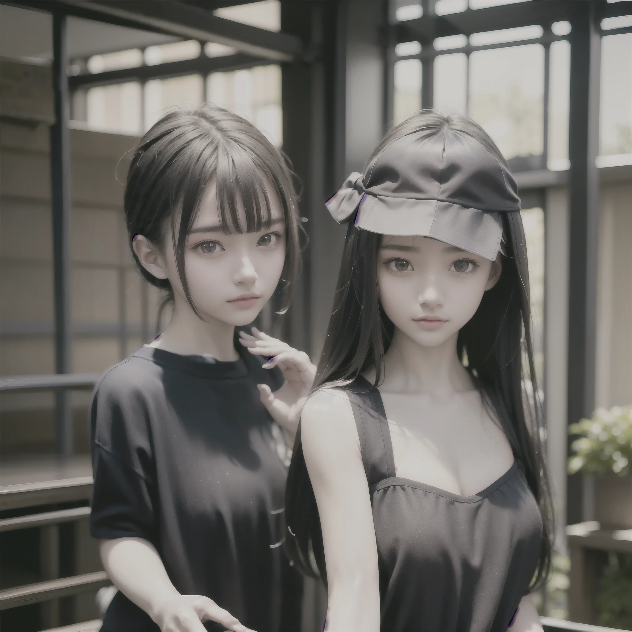 highest quality, masterpiece, girl, Black Hair, 黒のショートパンツhighest quality, masterpiece, (8k, RAW Photos, highest quality, masterpiece: 1.2), Super detailed, Super Resolution, (Genuine, Genuine photos: 1.37), Plain black tank top, Photorealistic beauty, Japanese women, Straight face, nice,