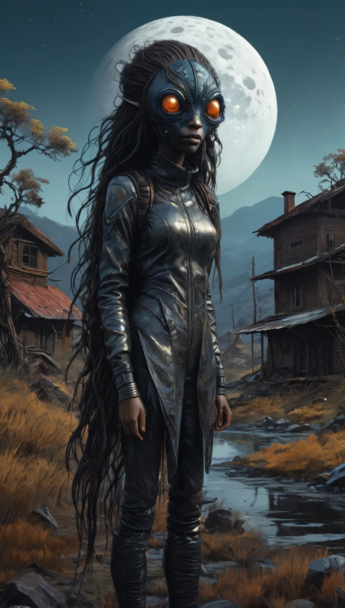 Rubyfall Spectrolite Na'vi ,troll,long hair,pretty face,eyebrow up,full body shot,ominous landscape,Simon Stalenhag,native armenia,Wangechi Mutu,prime colors,urban,extremely detailed, [night landscape],masterpiece,intricate details,eyes extremely detailed, high detailed eyes,city in mountain on background,niobium Chalcopyrite moon,Obsidian Alien Entity,ominous landscape, niobium Obsidian atmosphere,dangerous,full body length, sassiness,pretty face,intricate details,realistic humid skin,extremely intricate details,anatomically correct,High contrast,Ultra HD,HDR,photo,photorealism,Masterpiece, natural skin textures, hyper realism,hyper detailed,High contrast,Realism,Ultra Detailed,irina yermolova, close full body shot,32K resolution,Nikon Z9,full body length,Manganite babygirl ,pretty face,girl, holding teddy bear, nuclear wasteland, plants regaining territory, desolation, eerie atmosphere, (dark and moody:1.4), (loneliness:1.ost-apocalyptic:1.2).
,ominous landscape,glate gray atmosphere,by art Simon Stalenhag,(((Wangechi Mutu))),Cuprite town,stalker,goblin,islands levitating above ground