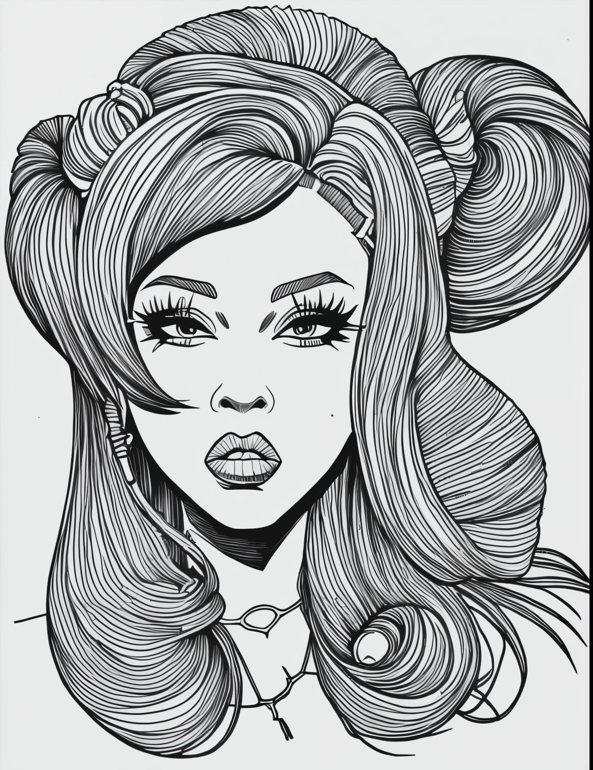 masterpiece,best quality,line art,hand drawn,baddie girl(ghetto style),