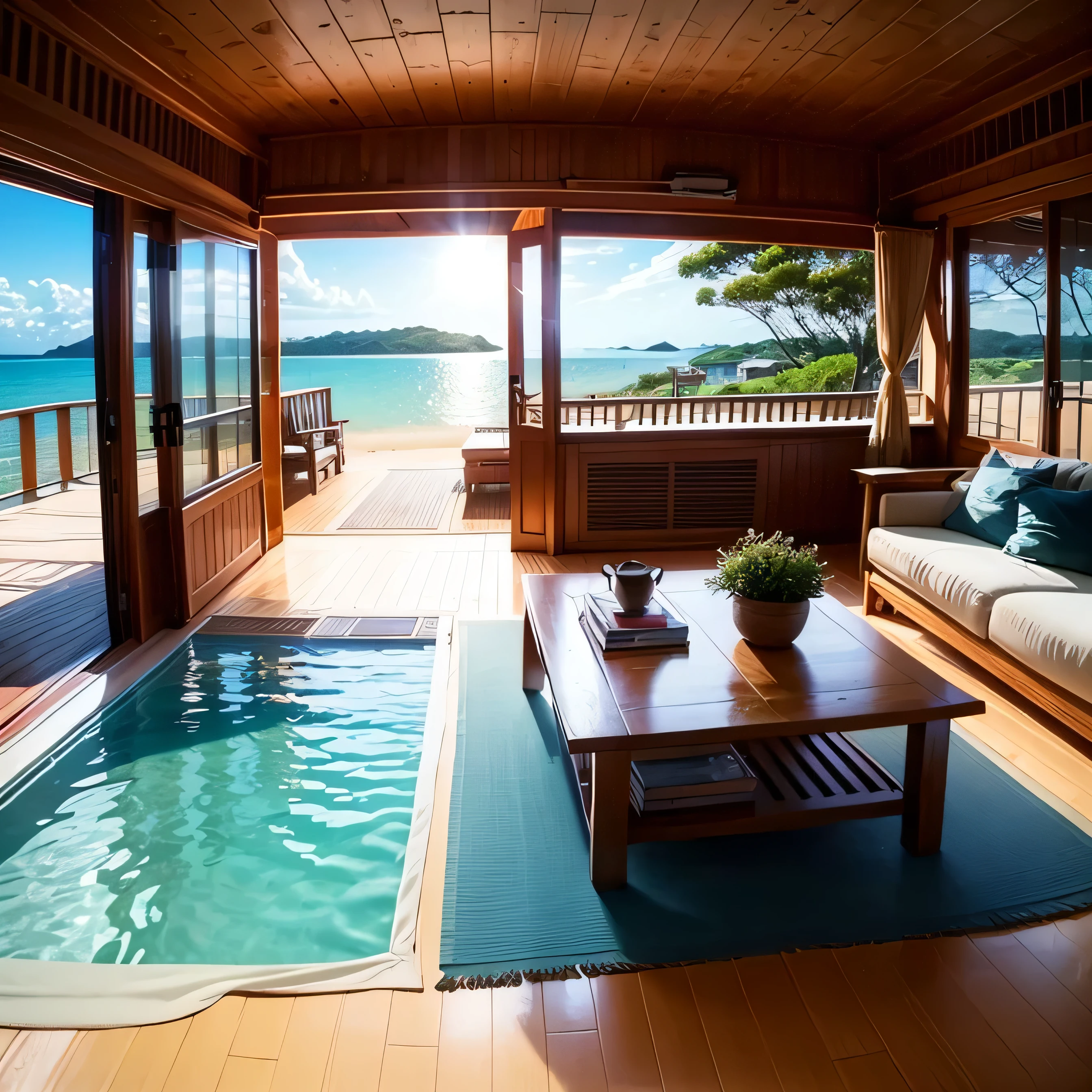 Crystal clear sea、Cebu Beach、boat、Water Cottage、Beautiful blue sky、White cloud、real sunset、Luxury Cottage、Hotel-like cottage --Automatic