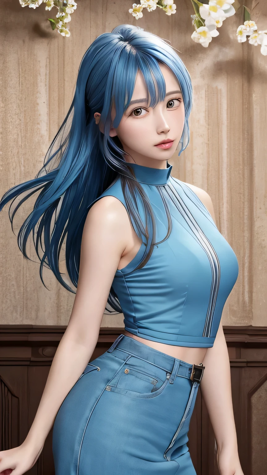 (masterpiece), (highest quality), (Super detailed),(Disheveled Hair),(figure), (One girl), (Fashionable clothes), Are standing, Fashion Model, View your viewers, (interview), (Simple Background),Beautiful fine details, Delicate and beautiful face, floating,(High saturation),(Colorful splashes),Colorful bubbles,(The Shining), Focus on the face, ponytail, kamisato ayaka, Light blue hair, bangs, Hair Ring, Floating Flowers, Floating hair, (The Shining), Best lighting, Best Shadow,