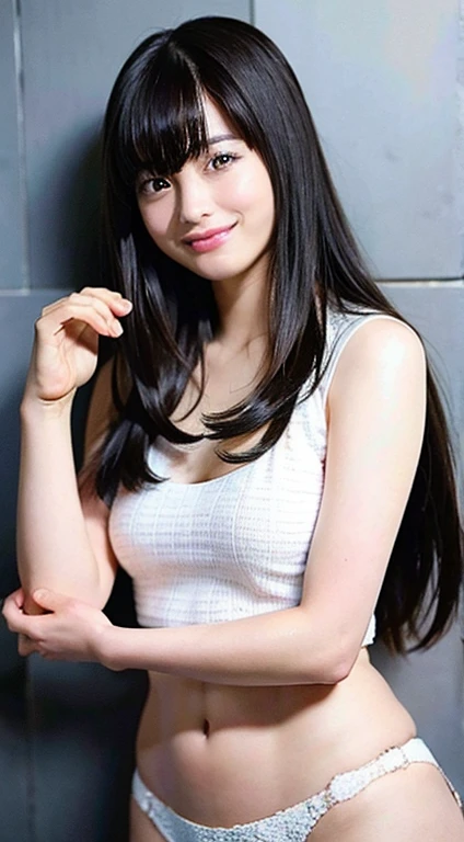 highest quality、masterpiece、超A high resolution、(Photorealistic:1.4)、RAW Photos、1 girl、Black Hair、Glowing Skin、playwright、Whole Body Ezbian、Female dog、maikurobikini、huge 、Laughter、RAW Photos、Slim figure