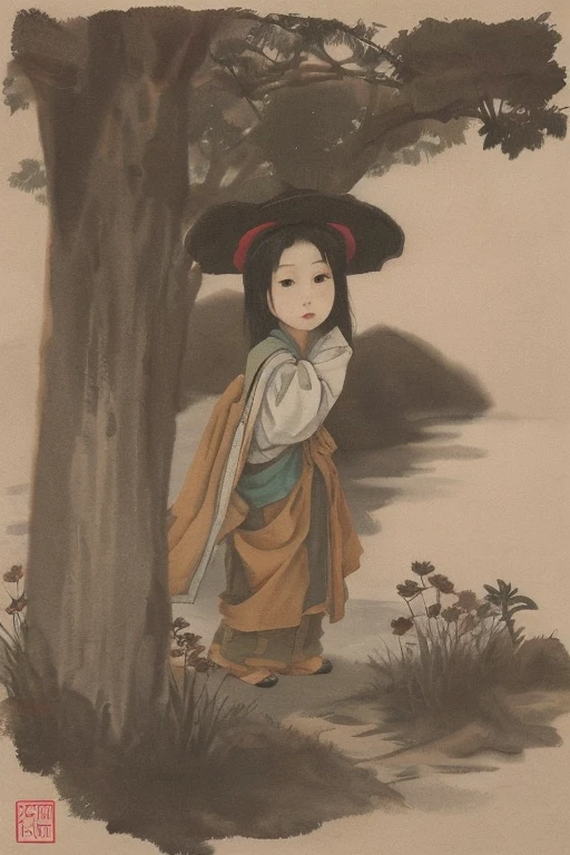 Peasant Sun hoe Ink painting