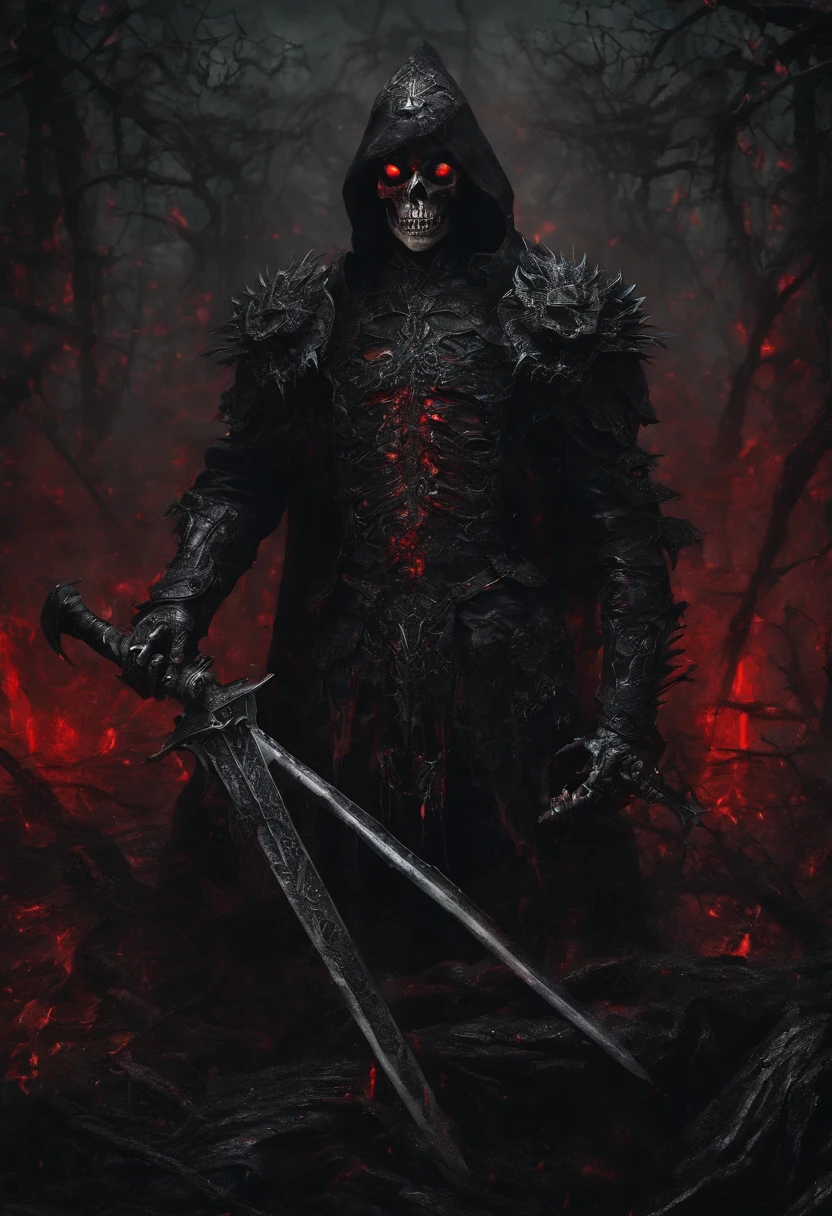 Dark army with glowing red sword
