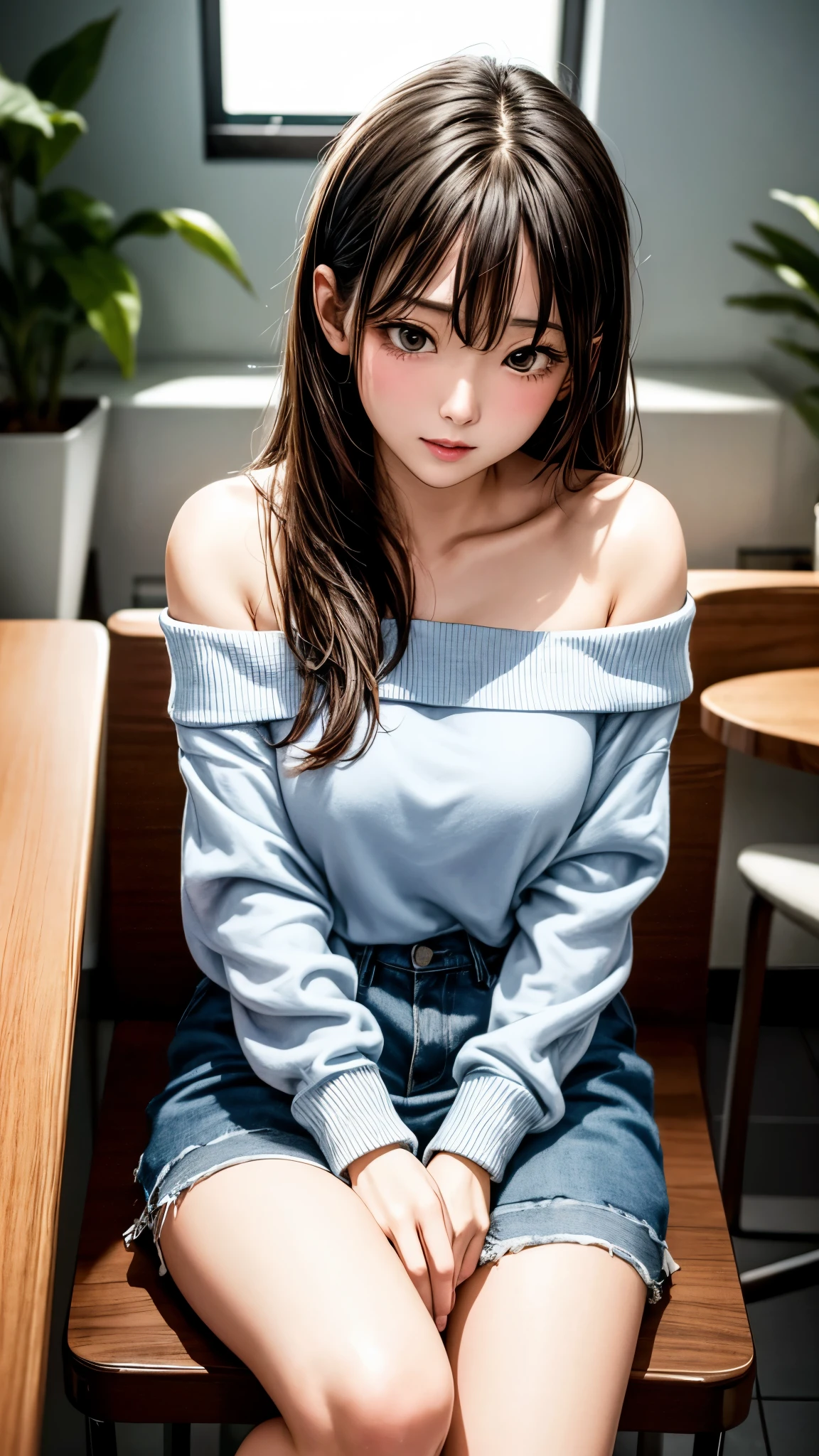 Japan girls, (8k, RAW photos, top quality, masterpieces: 1.2), (nsfw: 1.2), (highly detailed CG Unity 8k wallpaper), (masterpiece), (best quality), (super detailed), (best illustration), (best shadows), (real), (PureErosFace_V1:0.5), ultra high definition, (eye details), ( Bra with large breasts and gaps))), (((small exposed breasts)), (Artistically looking chest tips: 1.2)), (((white hot pants)), 24 years old, health teacher