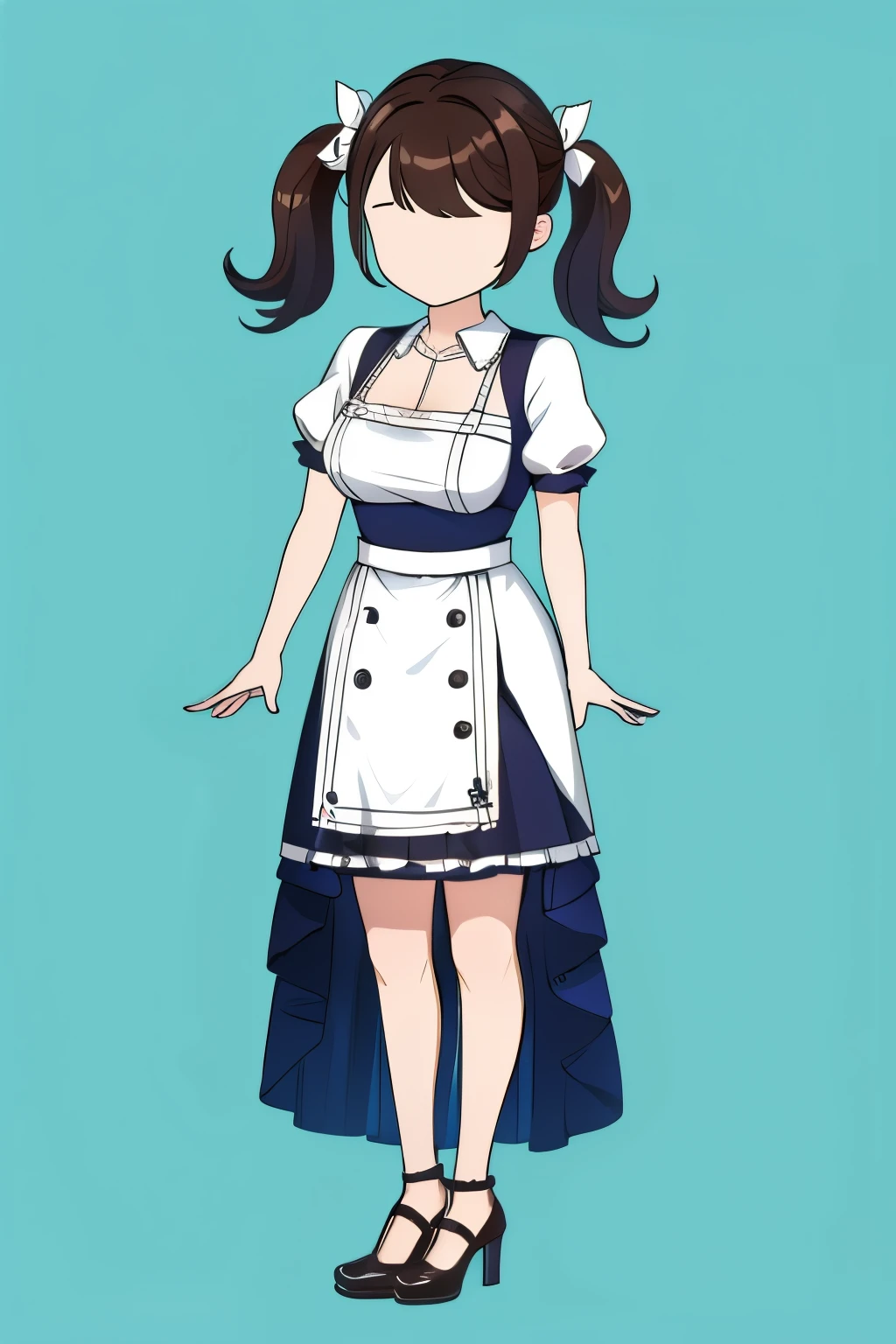 a girl standing，Wearing maid outfit，