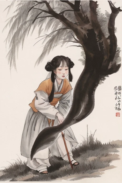 Peasant Sun hoe Ink painting
