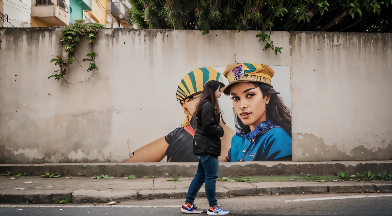 Muro(parede antiga) em uma Rua vazia(((Rio de Janeiro/Estácio neighborhood-)), deserta, com cartazes na parede