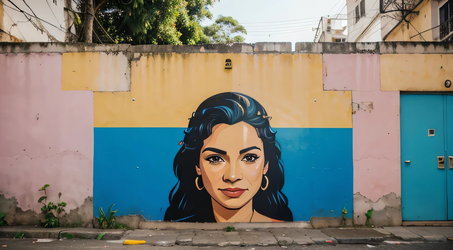  Muro(parede antiga) em uma Rua vazia(((Estácio-Rio de Janeiro))), deserta, com cartazes na parede(((propaganda mulher bonita)))